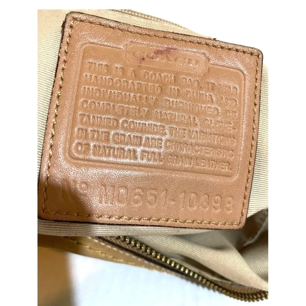 Coach vintage distressed leather beige crossbody handbag